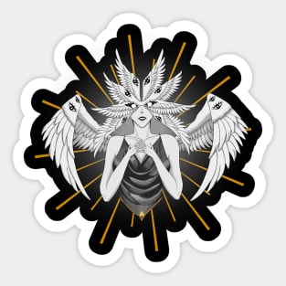 Woman seraphim with empty eyes Sticker